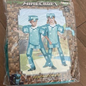 MINECRAFT Boys Girls Steve Minecraft Armor Deluxe Costume Only Medium 7-8